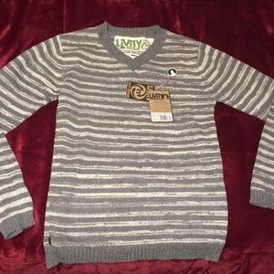 Sml sweater organic cotton/hemp gray-white striped